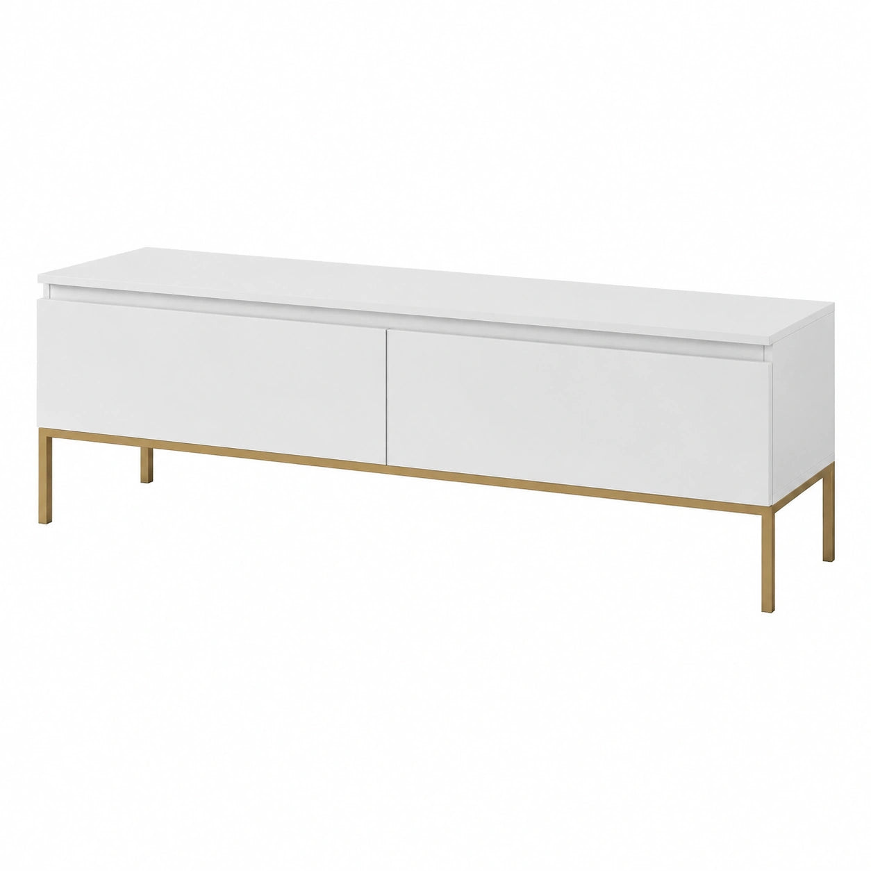 Armoire, avec portes, coloris blanc et doré, pour la chambre