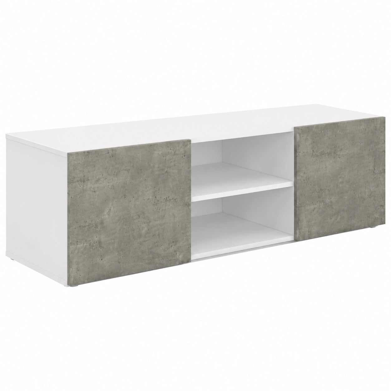 Meuble TV, avec portes, coloris blanc, pour le salon