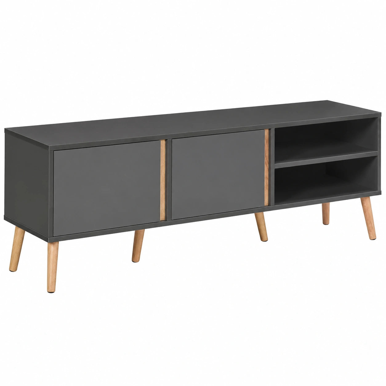 Meuble TV, coloris gris, 150 x 35 x 45 cm, pour le salon