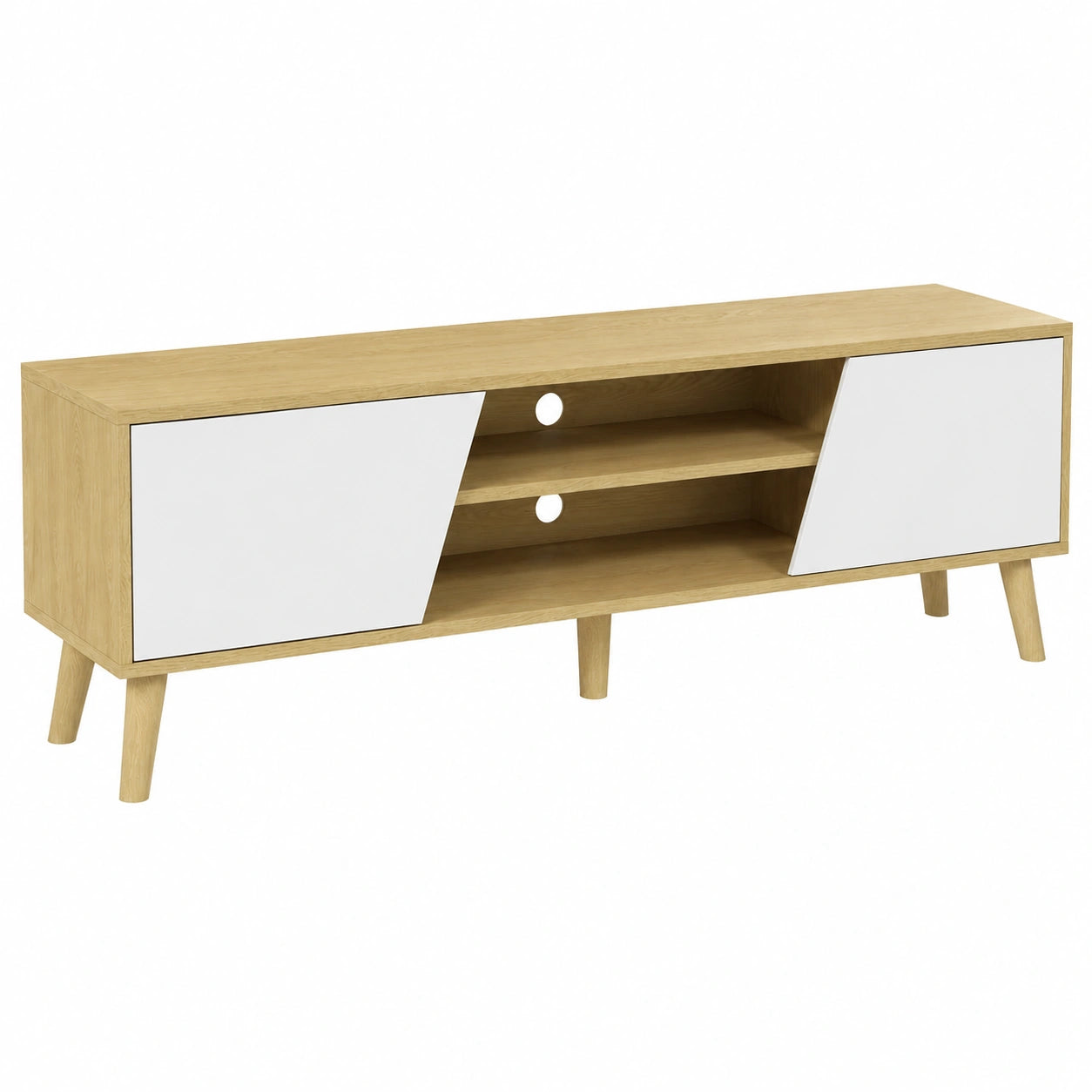 Meuble TV, 150 x 30 x 42 cm, coloris blanc, pour le salon