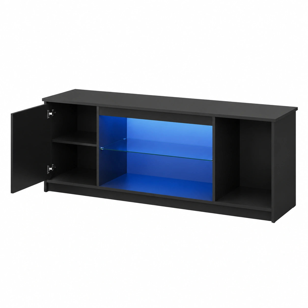 Armoire, réglable, avec étagères, en verre, coloris noir, pour la chambre