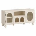 Commode, en verre, avec rangement, avec portes, coloris blanc, pour la chambre ou le salon