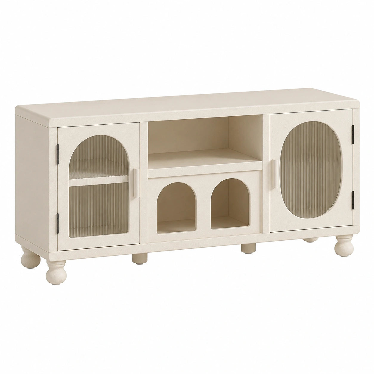Commode, en verre, avec rangement, avec portes, coloris blanc, pour la chambre ou le salon